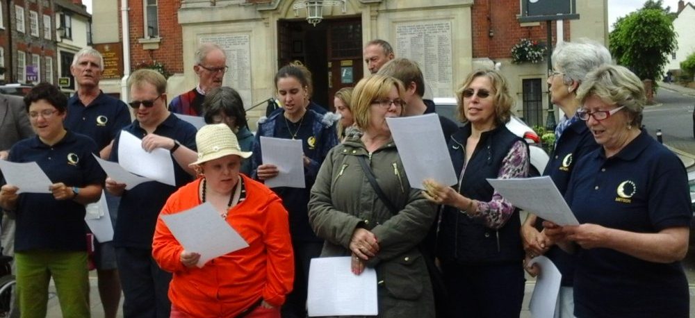 Singers in front of Henley Town Hall